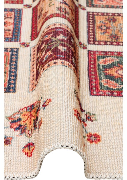Elista Els 103 Cream Multy Özel Kaymaz Tabanlı Yıkanabilir Pamuk Tabanlı Baskı Halı modelleri