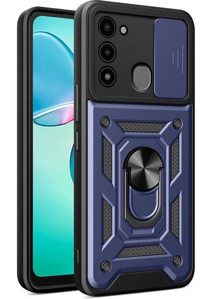 Tecno Spark 8c Kılıf Magnetik Standlı Kamera Korumalı Zore Sürgülü Vega Kapak