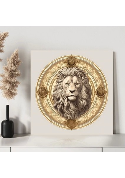 Yuvarlak Aslan Kanvas Tablo modelleri
