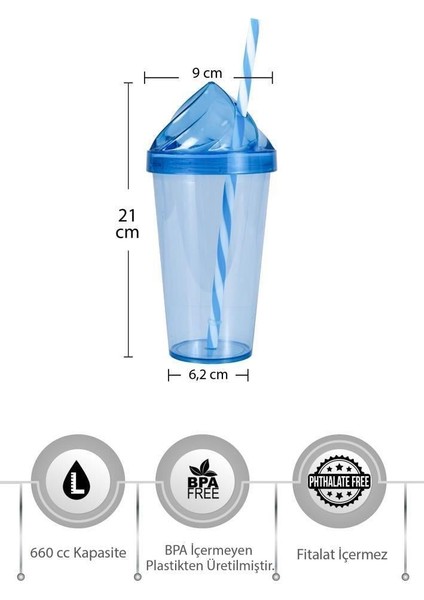 660 cc Krema Kapak Pipetli Bardak