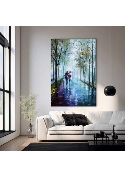 Yağmurlu Park Yolu Kanvas Tablo