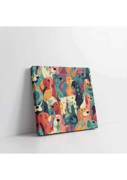 Renkli Sevimli Köpekler Kanvas Tablo fiyatları