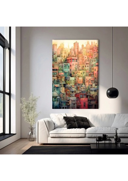 Soyut Şehir Blokları Kanvas Tablo
