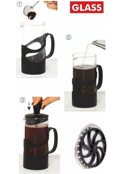 600 cc French Press Pembe Süzgeçli