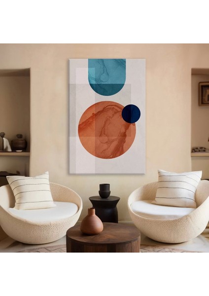 Mavi Turuncu Geometrik Kanvas Tablo