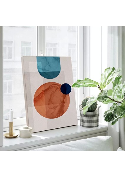 Mavi Turuncu Geometrik Kanvas Tablo fiyatları