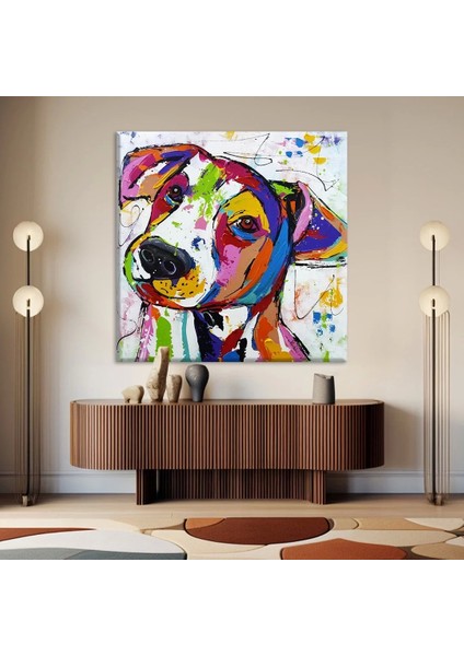Renkli Şirin Köpek Kanvas Tablo
