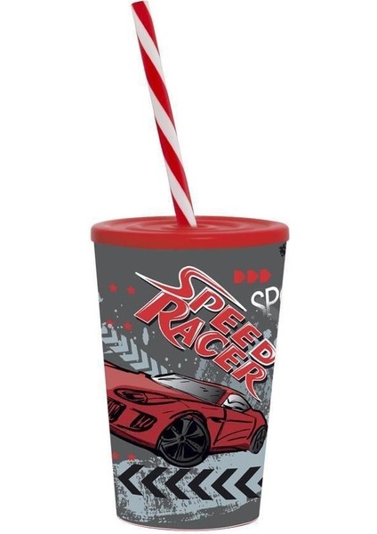 340 cc Desenli Pipetli Bardak-Speed Race-Çrp