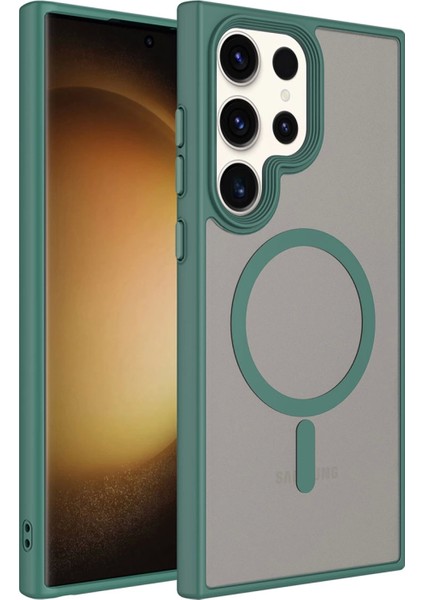 Galaxy S23 Ultra Kılıf Mat Arka Yüzey Wireless Şarj Özellikli Zore Flet Magsafe Kapak