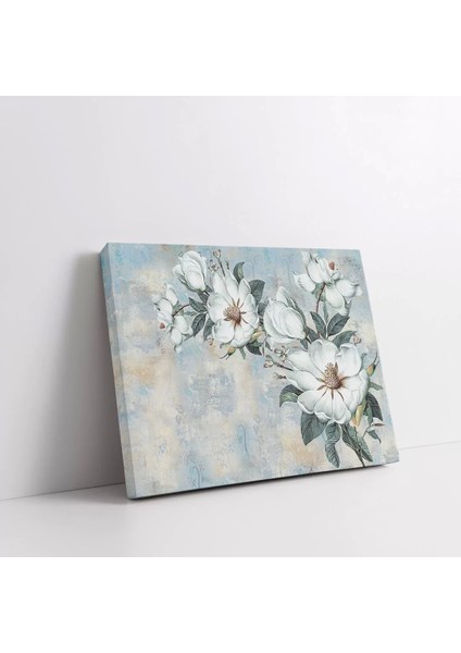 Beyaz Yapraklı Çiçekler Kanvas Tablo fiyatları