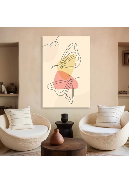 Kelebek Çizgili Kanvas Tablo