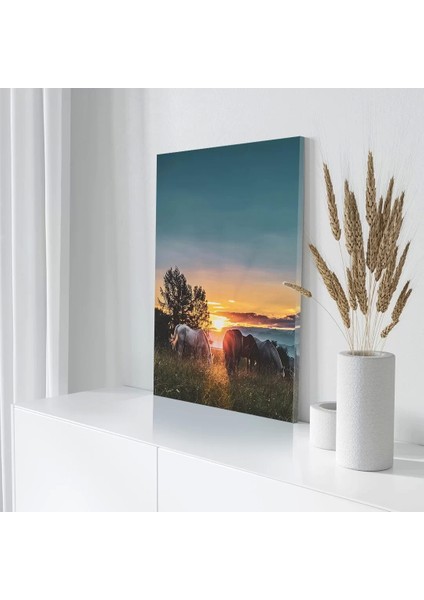 Atlar ve Günbatımı Kanvas Tablo modelleri