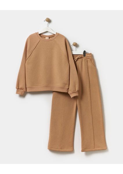 Kız Çocuk Balance Nakışlı Oversize Eşofman Takımı