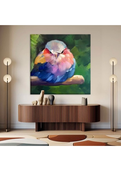 Daldaki Renkli Kuş Kanvas Tablo