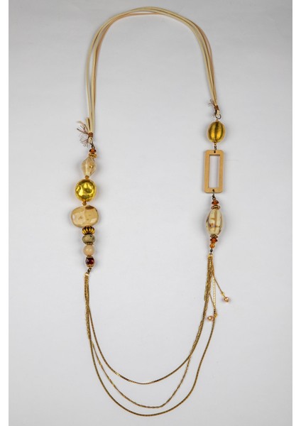 Doğal Taşlı Çoklu Uzun Kolye