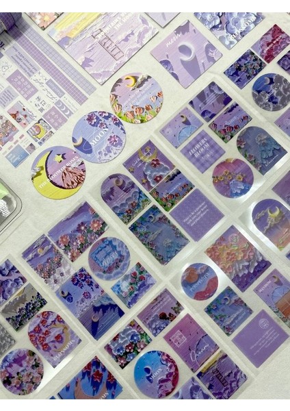 Doğa Temalı Yağlı Boya Mor Dopdolu Muhteşem Binder Defter Hediye Set/ Kutu Set / Notebook/bullet Journal