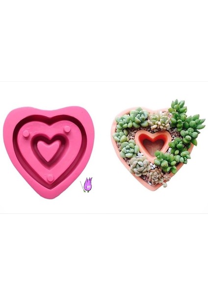 Kalp Saksı Silikon Kalıp K-578
