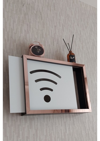 Siyah-Rose 25 x 35 x 7 cm Wifi Amblemli Duvara Asılabilir Sigorta ve Modem-Wifi Saklama Kutusu! Saklama Kutusu