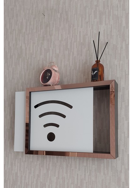 Siyah-Rose 25 x 35 x 7 cm Wifi Amblemli Duvara Asılabilir Sigorta ve Modem-Wifi Saklama Kutusu! Saklama Kutusu