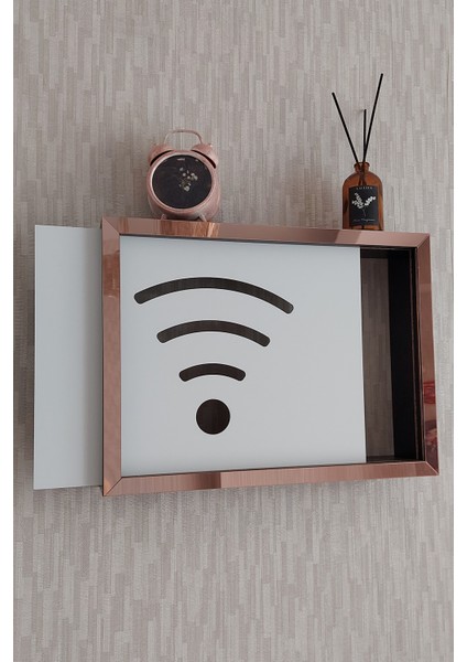 Siyah-Rose 25 x 35 x 7 cm Wifi Amblemli Duvara Asılabilir Sigorta ve Modem-Wifi Saklama Kutusu! Saklama Kutusu