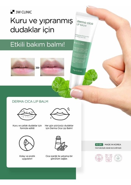 Yoğun Nemlendirici Cica Dudak Nemlendirici Bakım Balmı Derma Cica Lip Balm