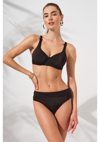 Herve Toparlayıcı Balenli Bikini Takım Siyah 231230