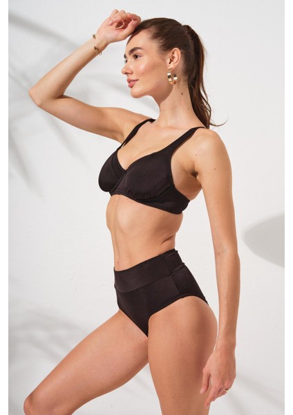 Herve Toparlayıcı Balenli Bikini Takım Siyah 231230