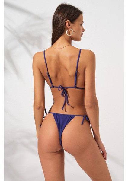 Üçgen Brazilian Bikini Takım Lacivert 231242