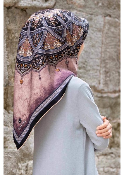 Tivil İpek Eşarp 17376 - 0019 - 0001 Lila Karışık Desen