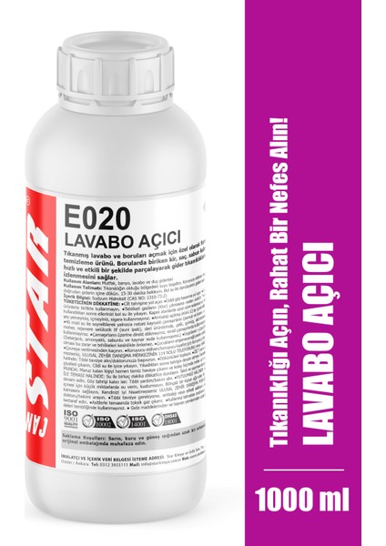 Ultra Güçlü Lavabo Açıcı 1000 ml