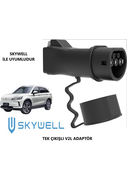 Skywell Elektrikli Araçlardan Güç Alın: V2L Tek Çıkışlı Adaptör