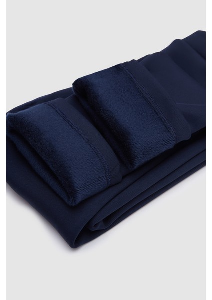 Koyu Lacivert Kız Çocuk İçi Peluş Extra Kalın Kışlık Tayt modelleri