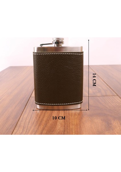 8 Oz 235 cc Hunili Haki Yeşil El Yapımı Deri Kılıflı Çelik Viski Cep Matarası fırsatları