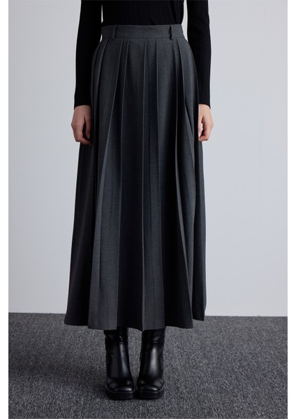 Geniş Pileli Etek Antrasit modelleri