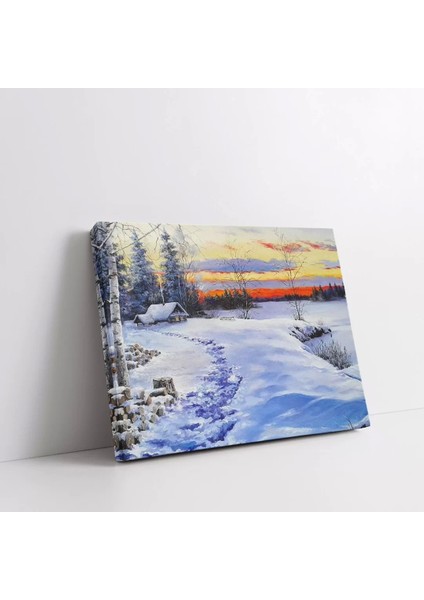 Kışın Huzuru ve Gün Batımı Kanvas Tablo fiyatları