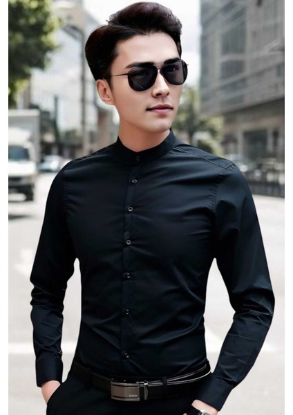 Hakim Yaka Slim Fit Nefes Alan Kolay Ütülenen Dört Mevsim Erkek Gömlek fiyatları