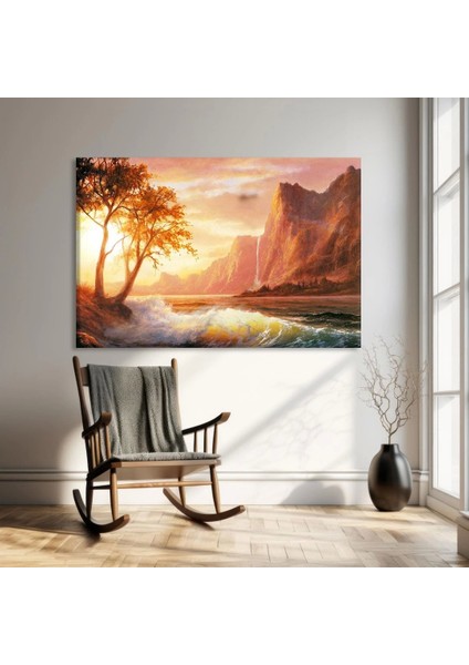 Kızıla Boyanmış Kıyı Kanvas Tablo