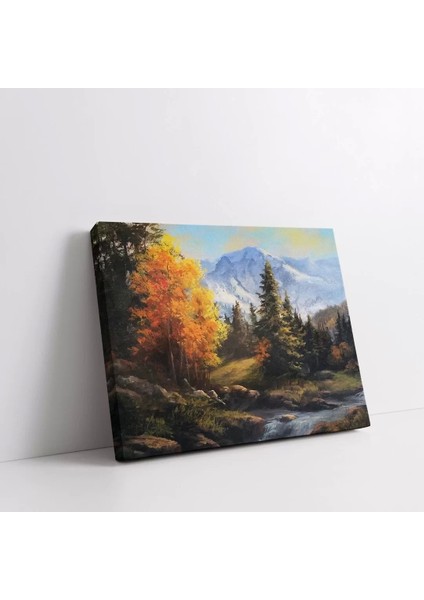 Sonbahar Akışı ve Dağ Kanvas Tablo fiyatları