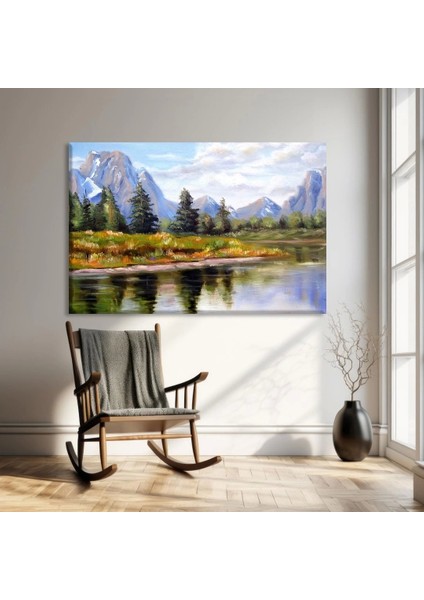 Yansımalı Dağ Manzarası Kanvas Tablo