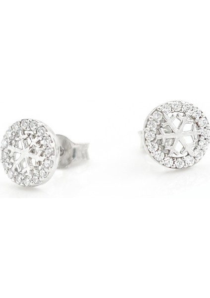 Zirkon Taşlı Kar Tanesi Bayan Gümüş Küpe