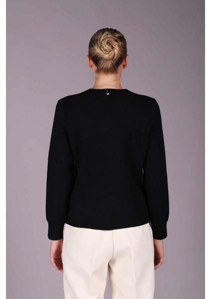 Kadın Bisiklet Yaka Gold Metal Düğmeli Hırka 2579 Siyah modelleri