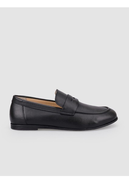 %100 Hakiki Deri Siyah Kadın Loafer