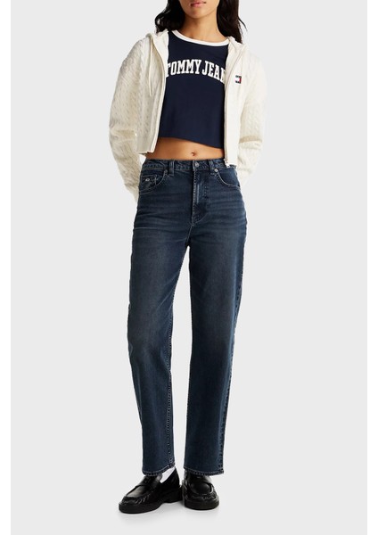 Streç Pamuklu Slim Straight Yüksek Bel Düz Paça Jeans Bayan Kot Pantolon DW0DW20451 1bj