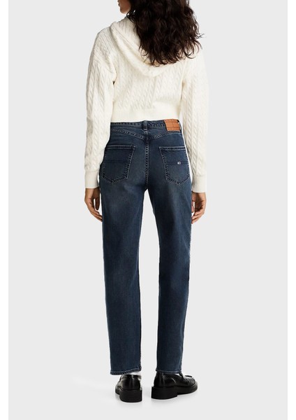 Streç Pamuklu Slim Straight Yüksek Bel Düz Paça Jeans Bayan Kot Pantolon DW0DW20451 1bj
