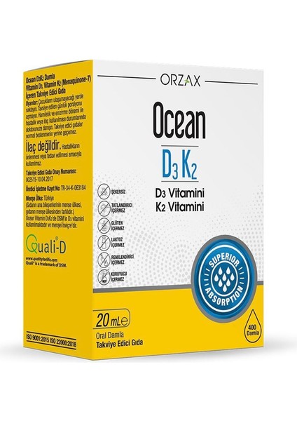 Ocean orzax Vitamin D3 K2 Damla 20ML