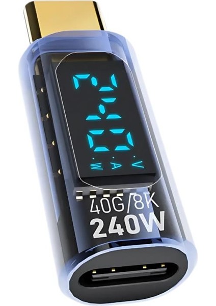 Coofbe Dijital Ekranlı 40GPBS 240W Type-C To Type-C Dönüştürücü 8k 60Hz Type-C Hdmi Şarj Data Hdmi Çevirici
