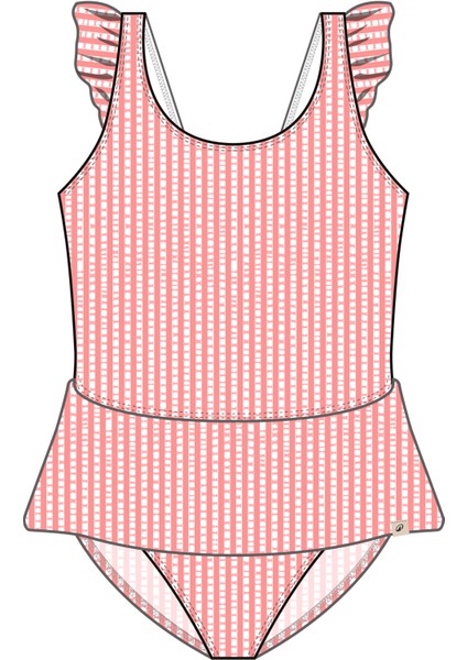 Nabaiji Çocuk/Bebek Etekli Mayo - Pembe/Beyaz - Çizgili - JULIA