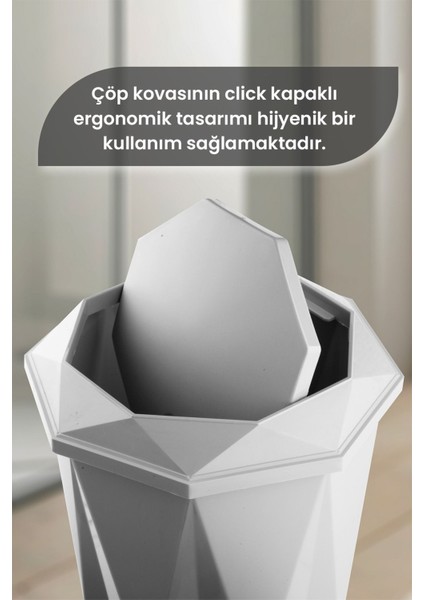 5 Parça Vanity Klik Kapaklı Banyo Seti - Dekoratif Çöp Kovası Diş Fırçalık Sabunluk Fırça Seti fiyatları