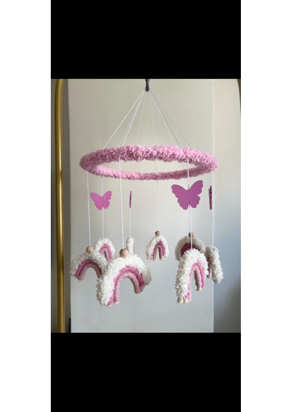 Makrome Dönence Bebek Dönencesi Bebek Beşik Aksesuar El Yapımı Bebek Cocuk Odası Aksesuar