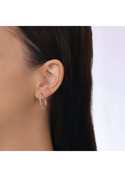 18 mm Düz Taşsız Klasik Günlük 14 Ayar Altın Halka Küpe fiyatları